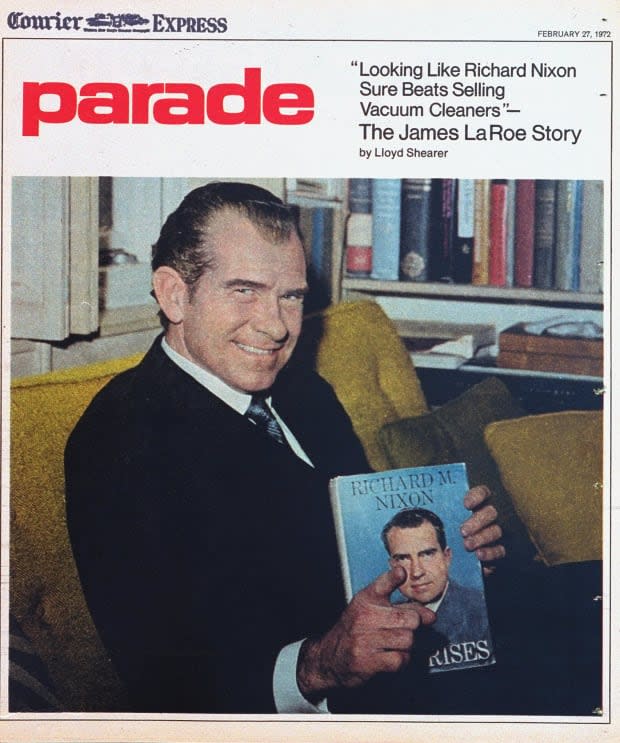 <p>President Richard Nixon's look-alike James LaRoe smiles for the Feb. 27, 1972 cover.</p>