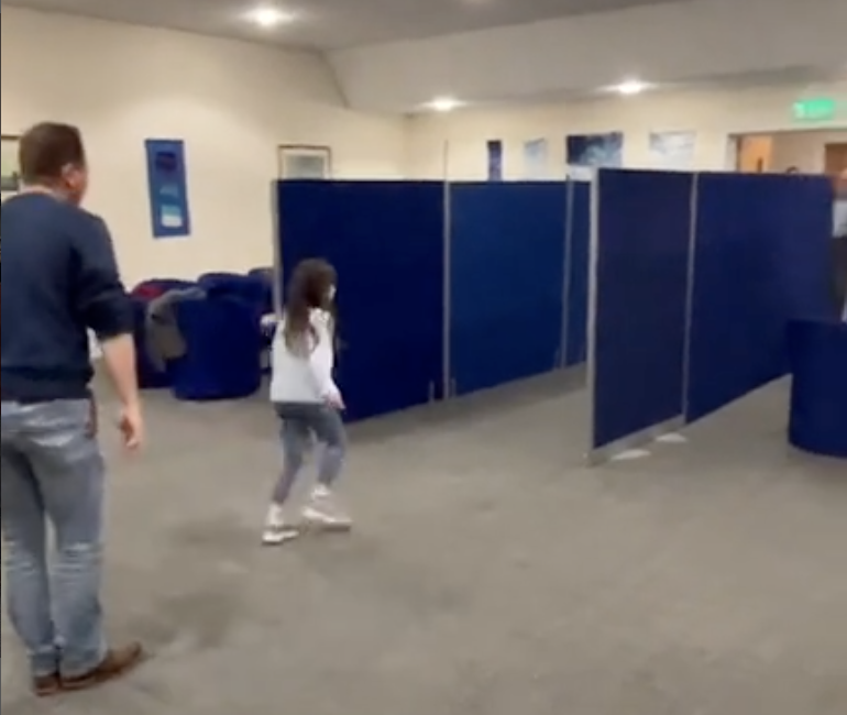 Gabriella runs to her mother after landed in the UK