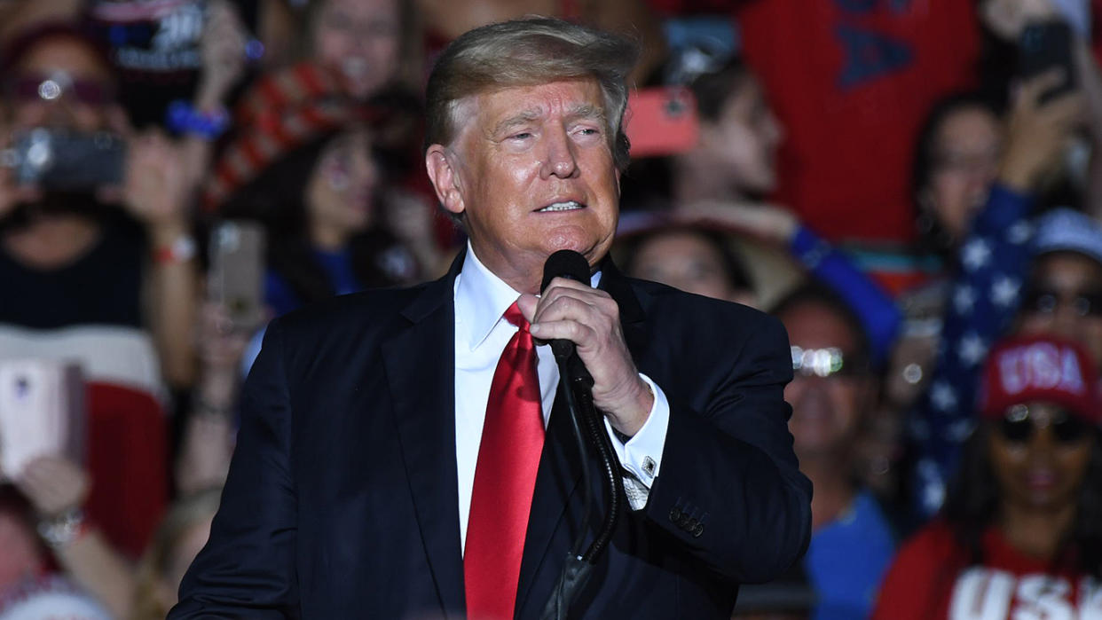 Former President Donald Trump addresses a rally July 3 in Sarasota, Fla.