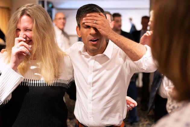 Britain's former chancellor to the exchequer and candidate to be the Leader of the Conservative Party, and Britain's next Prime Minister Rishi Sunak, reacts as he meets with supporters during a campaign event in Newmarket, on July 27, 2022. - Rishi Sunak and Liz Truss are contesting a run-off to be the Conservatives' new leader, and thereby prime minister, with the ruling party's approximately 200,000 members set to vote next month. The winner to replace outgoing Prime Minister Boris Johnson will be announced on September 5, 2022. (Photo by Joe Giddens / POOL / AFP) (Photo by JOE GIDDENS/POOL/AFP via Getty Images) (Photo: JOE GIDDENS via Getty Images)