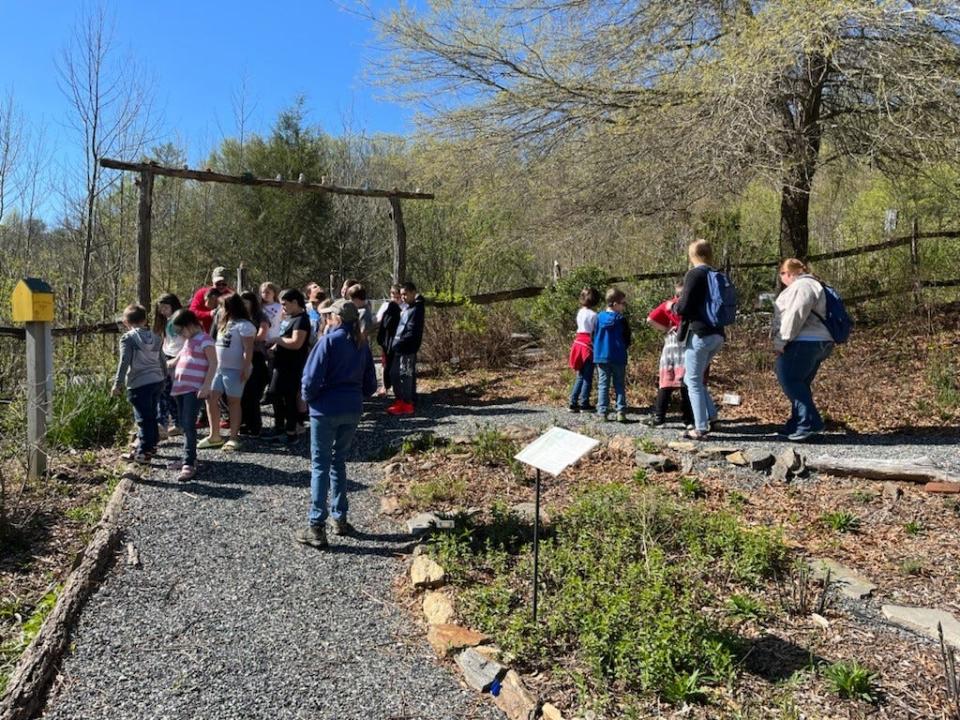 Hot Springs Elementary third grade students visited the Marshall Native Gardens, located at the Madison County Public Libary's Marshall campus, on April 11.