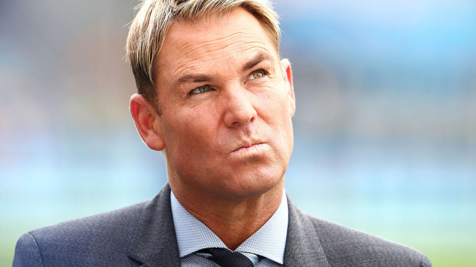 Shane Warne before play on day one of the First Test Match of the 2017/18 Ashes Series. (Photo by Mark Kolbe/Getty Images)