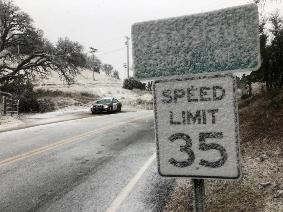 A cold storm blew through the Modesto area on Thursday, bringing wind, rain and even snow to some parts of Stanislaus County.