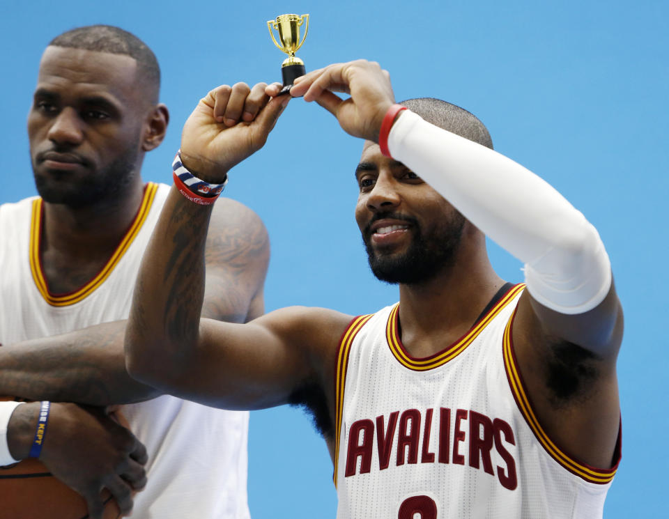 Kyrie Irving and LeBron James will now battle it out for Eastern Conference supremacy. (AP)
