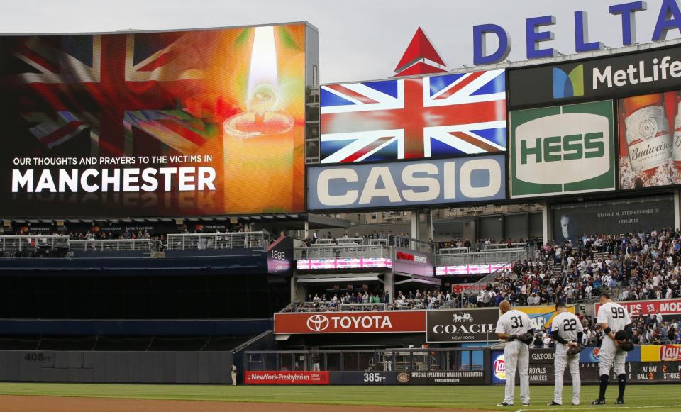 The Yankees held a moment of silence for Manchester on Tuesday night. (AP)