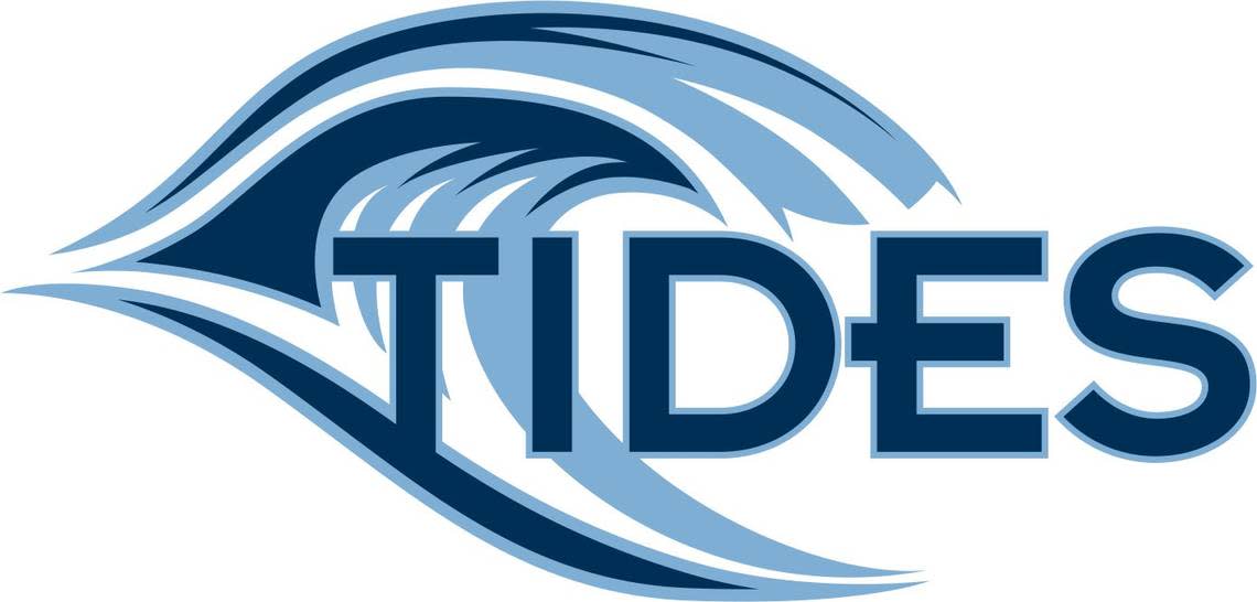 The secondary logo is an artistic wave crashing over the word “Tides.”