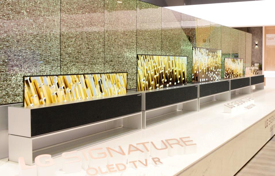 LG OLED TV R – ‘rollable’ televisions – at CES 2019. (Image: LG)