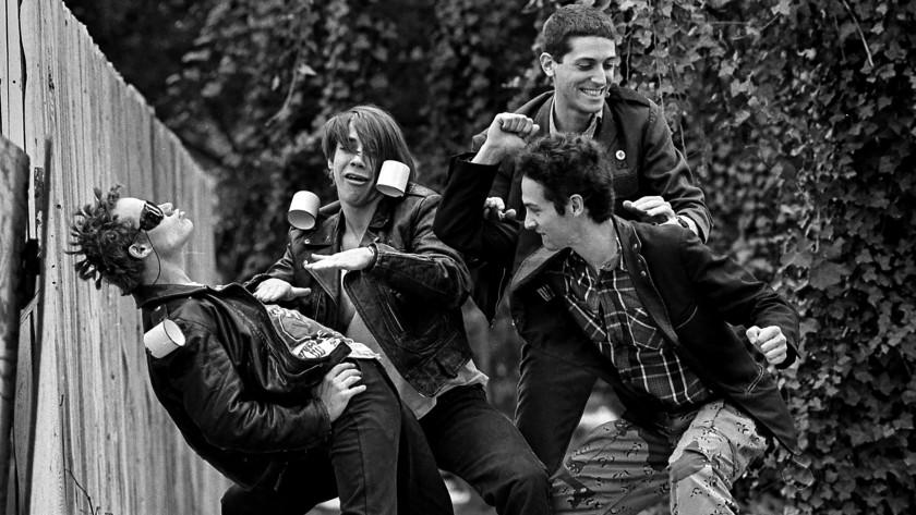 The Red Hot Chili Peppers, from left, are Flea, Anthony Kiedis, Jack Sherman and Cliff Martinez in 1984