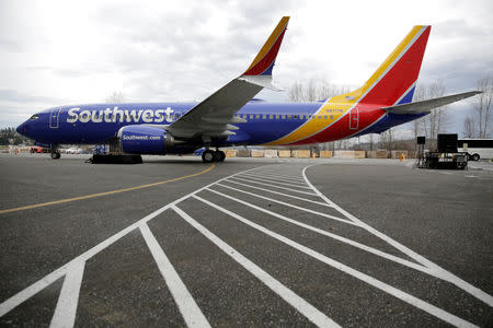 FILE PHOTO: A 737 MAX 8 produced for Southwest Airlines is pictured as Boeing celebrates the 10,000th 737 to come off the production line in Renton, Washington, U.S. March 13, 2018. REUTERS/Jason Redmond/File Photo