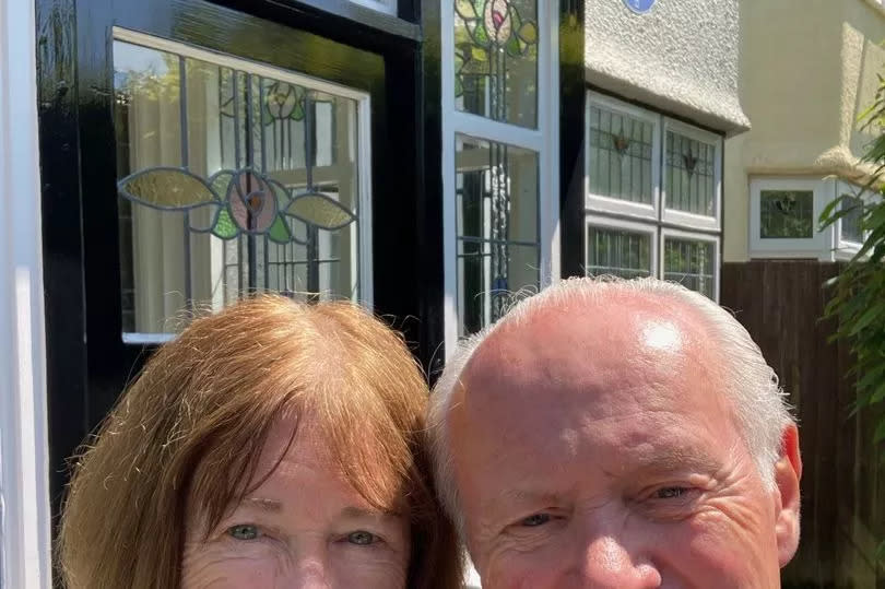 Author and former custodian of John Lennon's childhood home Colin Hall outside Mendips with his wife Sylvia. Colin retired after almost 20 years in May 2023 and Sylvia acted as custodian at Sir Paul McCartney's childhood home, 20 Forthlin Road between 2010 and 2020