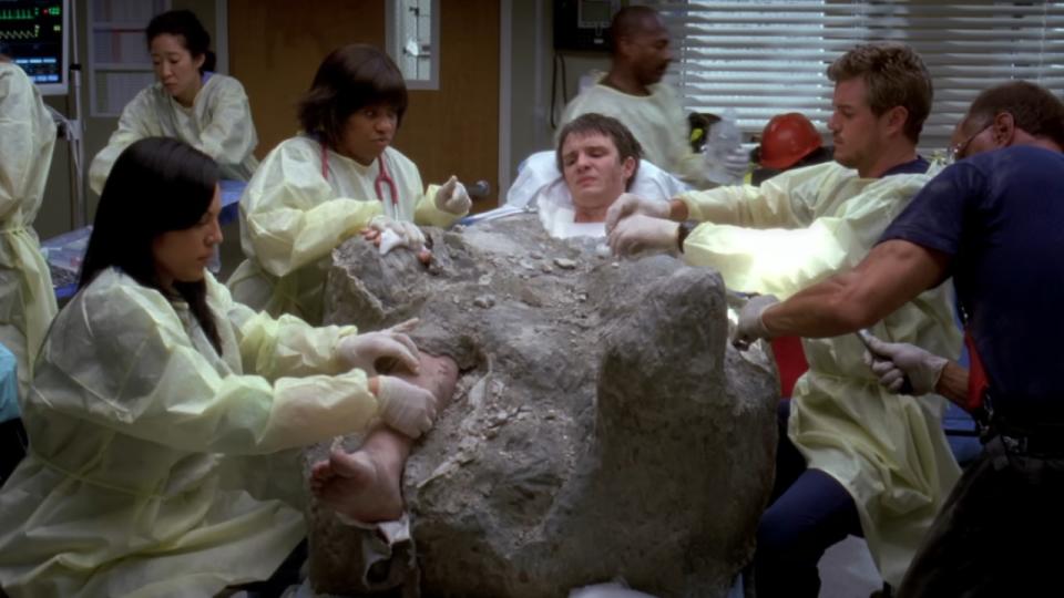 Grey's Anatomy boy in cement.