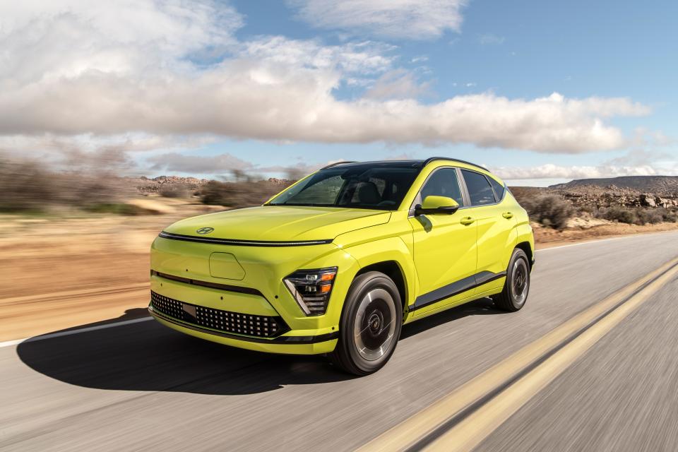 The electric 2024 Hyundai Kona SUV should go on sale this fall.