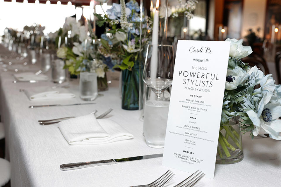 The table setting is seen during THR Power Stylists presented by Instagram at Sunset Tower Hotel on March 27, 2024 in Los Angeles, California.