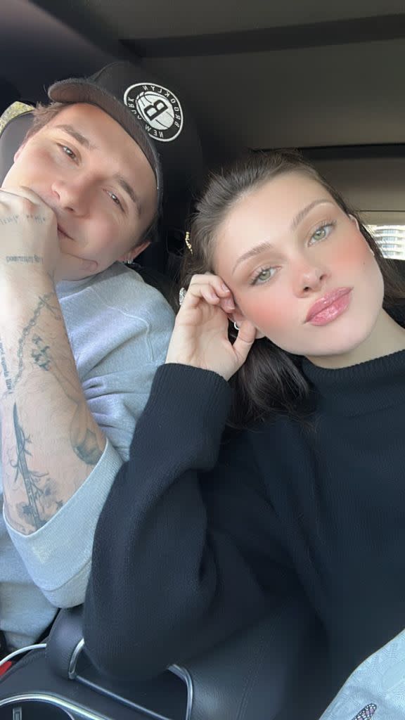 Nicola Peltz Beckham and Brooklyn Peltz Beckham selfie in a car