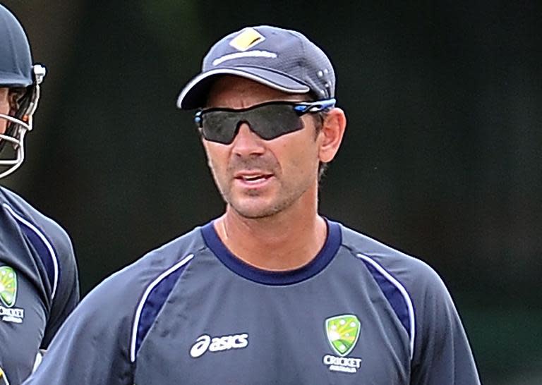 Former Australia opening batsman Justin Langer during an ICC Twenty20 Cricket World Cup practise session in Colombo on October 4, 2012