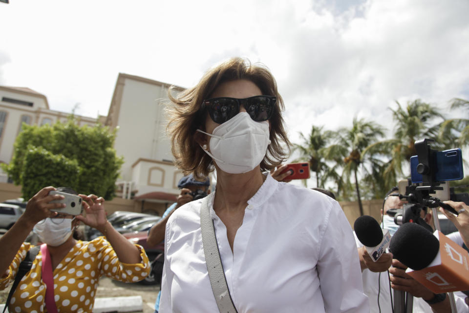 FILE - Cristiana Chamorro, former director of the Violeta Barrios de Chamorro Foundation for Reconciliation and Democracy, and daughter of a former president, arrives at the public Ministry where she was called for a meeting to explain alleged "inconsistencies" in financial reports filed with the government between 2015 and 2019 in Managua, Nicaragua, May 21, 2021. The country´s prosecutors announced Monday, Jan. 31, 2022, the start of the trails against opposition figures like Chamorro, and several others who dared run against President Daniel Ortega in the recent elections. ( AP Photo/Esteban Felix, File)