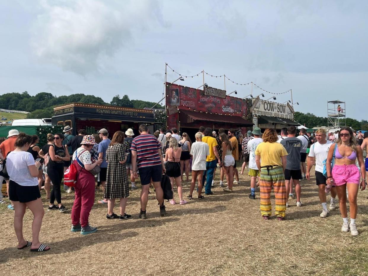 People queuing for food at Glastonbury Festival, day 3 (Adam White)