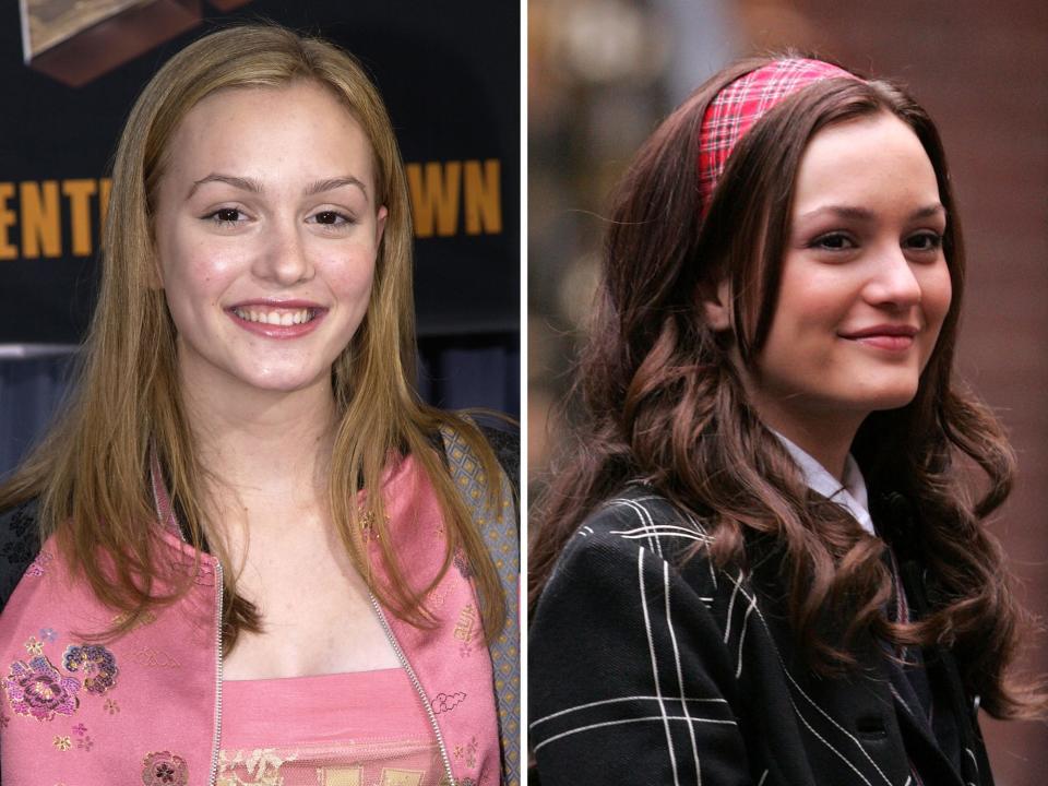 Leighton Meester in 2003 and in 2007 on the set of "Gossip Girl."