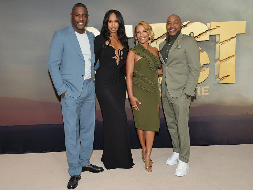 (L-R) Idris Elba, Sabrina Dhowre, Heather Hayslett and Will Packer attend the "Beast" World Premiere at Museum of Modern Art on August 08, 2022 in New York City.