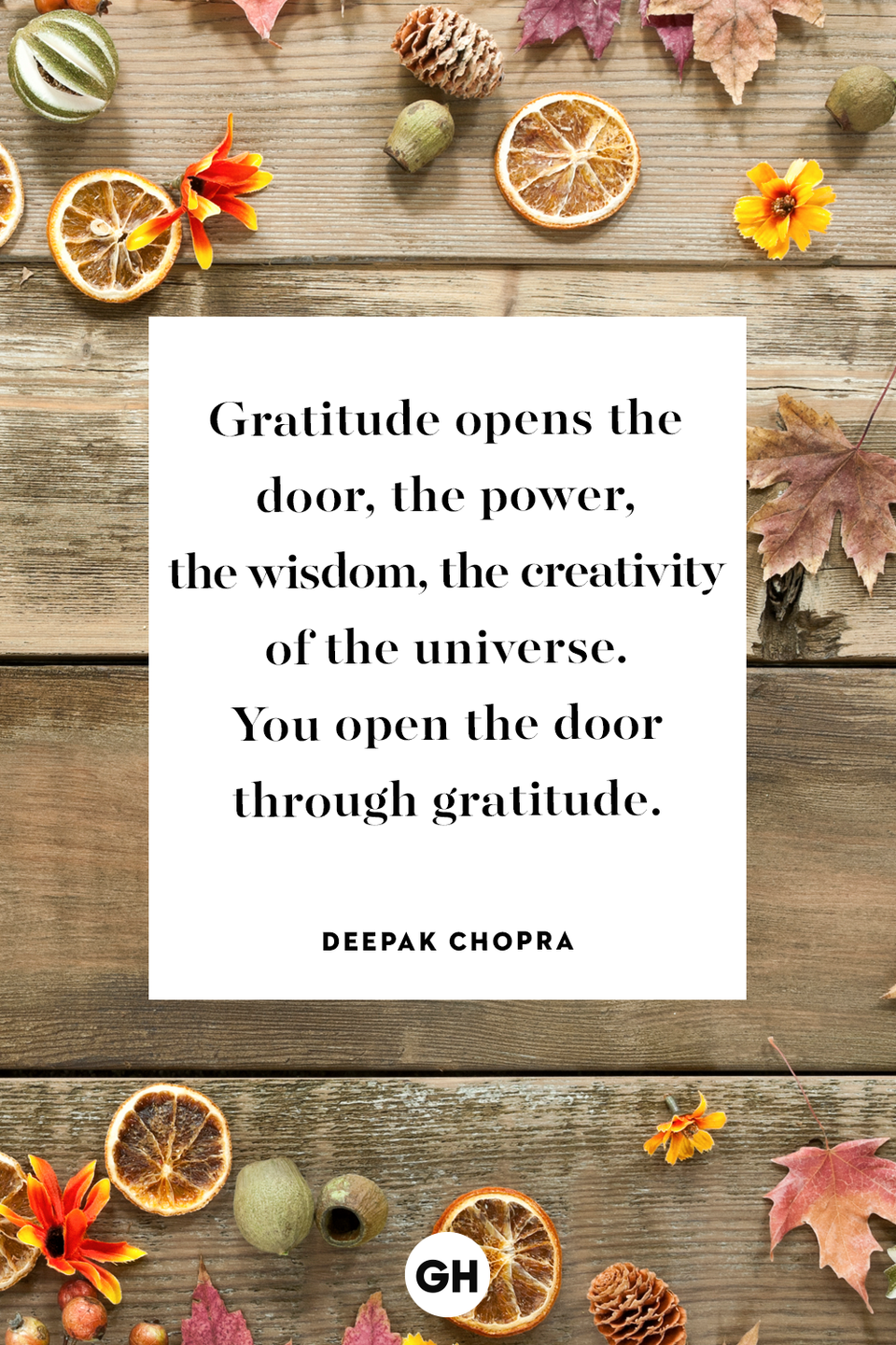 <p>Gratitude opens the door, the power, the wisdom, the creativity of the universe. You open the door through gratitude.</p>