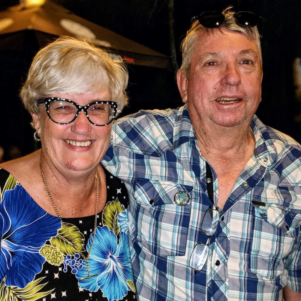 Jan (left) and Dave Binskin (right) resorted to having wine flown via drone to help cope with the coronavirus crisis.