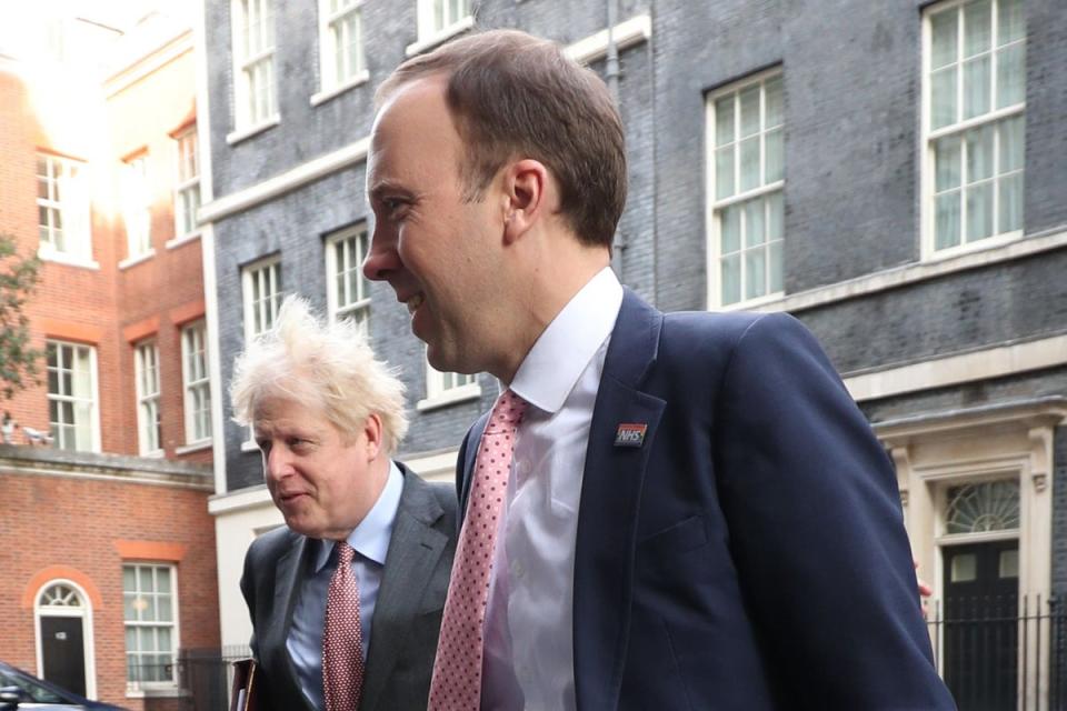 Boris Johnson and Matt Hancock in Downing Street (Yui Mok / PA)