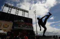 SAN FRANCISCO, CA - APRIL 13: A statue of Juan Marichal outside of AT&T Park on April 13, 2012 in San Francisco, California. (Photo by Ezra Shaw/Getty Images)