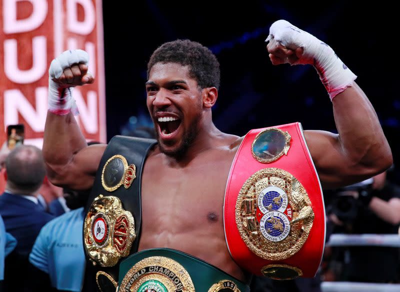 FILE PHOTO: Anthony Joshua celebrates his victory over Andy Ruiz Jr