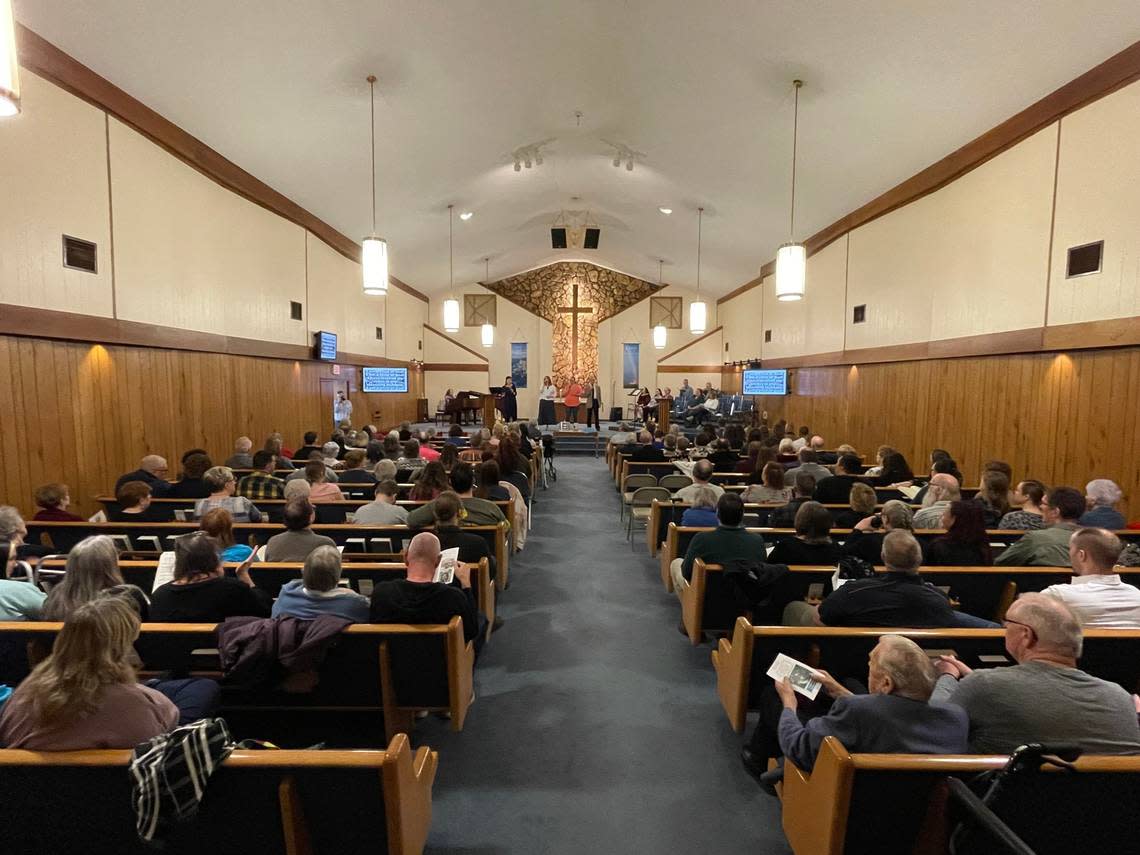 Roughly 159 people current and former members of West Side Church of God attended the church’s last service on Sunday before it closes down for several months. Eduardo Castillo /The Wichita Eagle