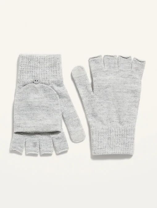 These Convertible Text-Friendly Sweater-Knit Flip-Top Gloves is available one size and two colors. <a href="https://fave.co/3pjtM3v" target="_blank" rel="noopener noreferrer">Get them on sale for 50% off (normally $9) at Old Navy</a>.