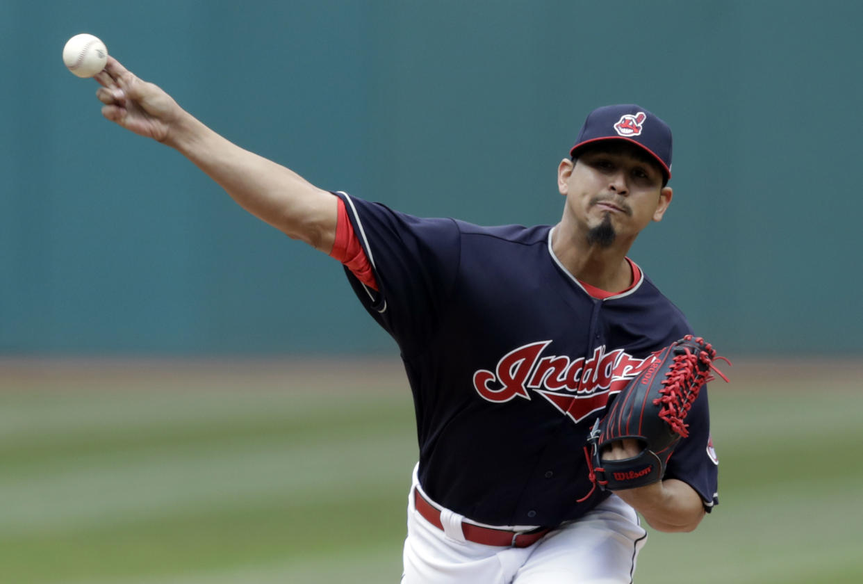 Cleveland Indians starting pitcher Carlos Carrasco is dominating in everything aside from strikeouts, but that should change soon. (AP Photo/Tony Dejak)