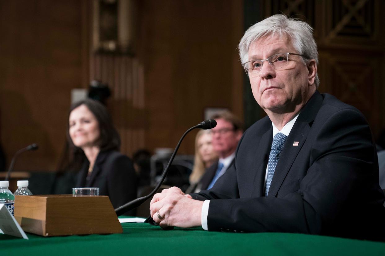 Christopher Waller testifies before the Senate Banking, Housing and Urban Affairs Committee during a hearing on their nomination to be member-designate on the Federal Reserve Board of Governors on February 13, 2020 in Washington, DC.