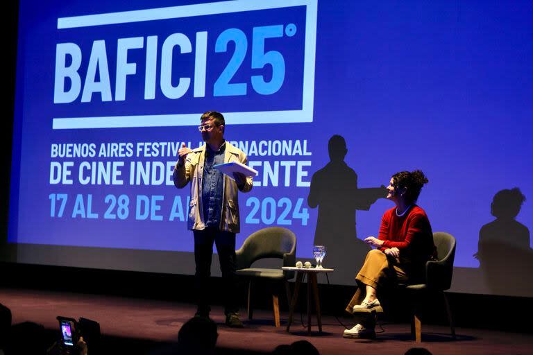 Javier Porta Fouz, director del festival, y la ministra de Cultura de la Ciudad, Gabriela Ricardes, durante la presentación de la nueva edición del Bafici