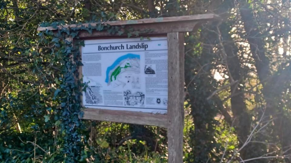 Isle of Wight County Press: A sign at Bonchurch Landslip car park, showing the geography of the area 