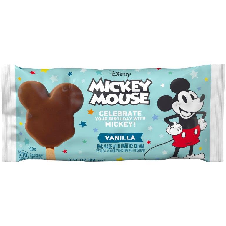 <p><a href="https://www.dollargeneral.com/p/disney-mickey-mouse-vanilla-light-ice-cream-bar-fl-oz-pack/72554978210" rel="nofollow noopener" target="_blank" data-ylk="slk:Shop Now;elm:context_link;itc:0;sec:content-canvas" class="link ">Shop Now</a></p><p>Disney Mickey Mouse Vanilla Ice Cream Bar</p><p>dollargeneral.com</p><p>$3.00</p><span class="copyright">Dollar General</span>