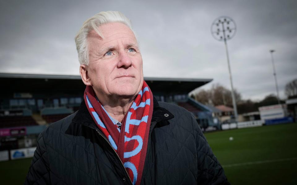 South Shields Football Club owner Geoff Thompson being interviewed by Telegraph Sport at the Cloud Arena