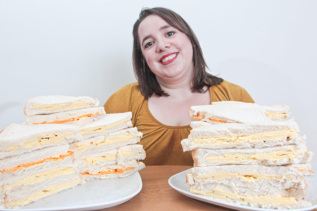 April Griffiths, 29, lives off a diet of cheese sandwiches. [Photo: SWNS]