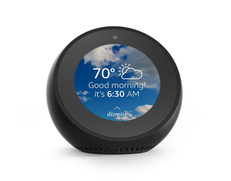 An alarm clock that does more than just wake you up, <strong><a href="https://www.amazon.com/gp/product/B073SQYXTW?tag=freelancers19-20" target="_blank" rel="noopener noreferrer">the Echo Spot from Amazon</a></strong> is a gadget that dad will love seeing on his nightstand. The Echo Spot uses Alexa technology to play music, stream the news, deliver weather forecasts, add items to shopping lists and more.