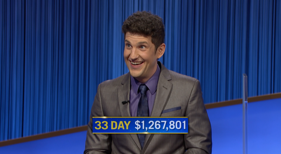 Matt Amodio's luck continues. Friday he won his 33rd consecutive "Jeopardy!" game.