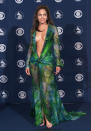 Photo by: Getty Images<br>Jennifer Lopez in Versace at the Grammy Awards (2000)-<br>This silk chiffon dress was so translucent it came with a built-in pair of crystal studded panties. With Jennifer Lopezâ€™s stunning body being revealed from every possibly direction, this gown remains one of the most talked about gowns that has ever walked the red carpet. Donatella Versace says the dress â€œwas an unexpected success."