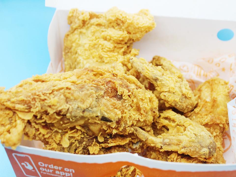 popeyes box with fried chicken