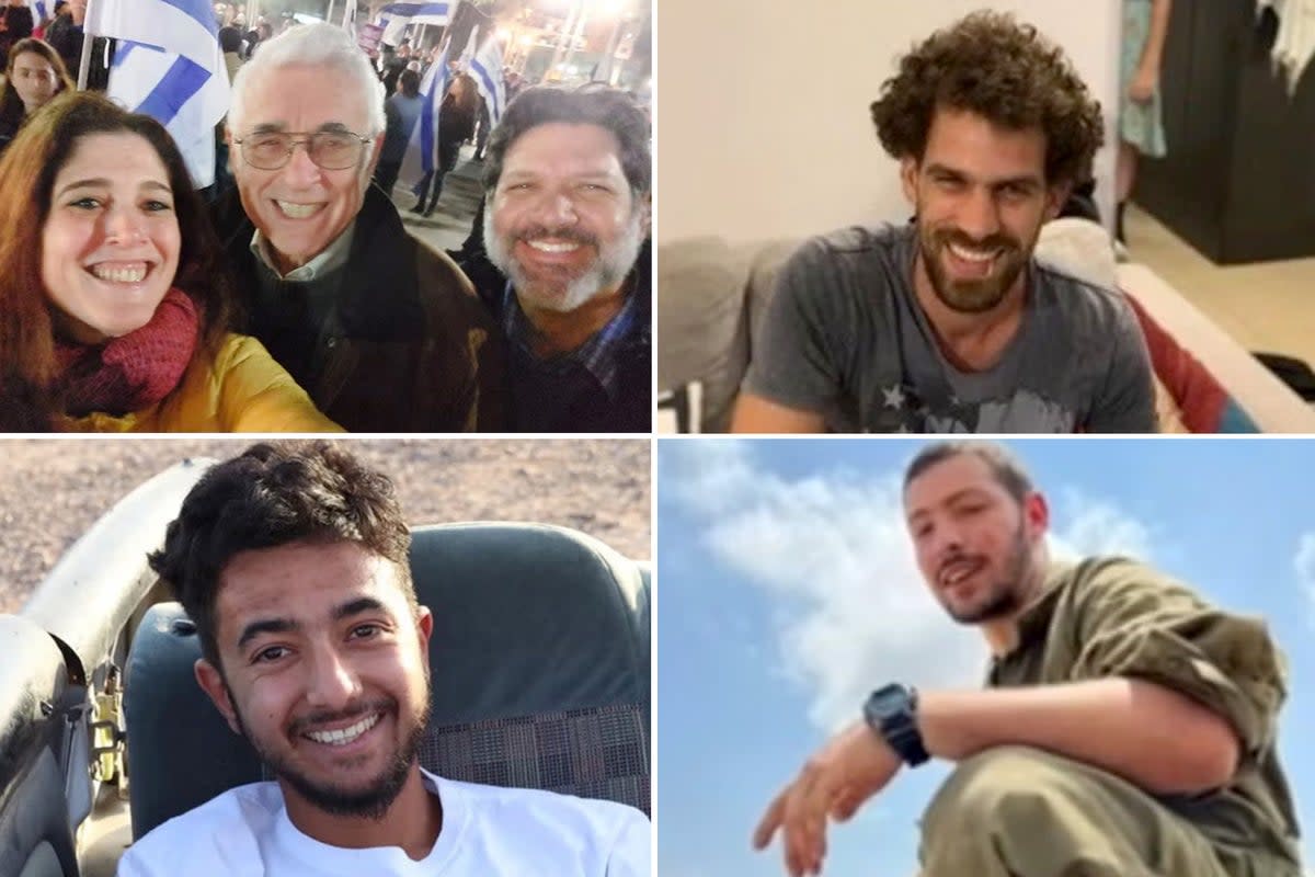 Deborah Shahar Troen Matias, Ilan Troen and and Shlomi Matias (top left), Hayim Katsman (top right), Hersh Golberg-Polin (bottom left) and Itay Chen (bottom right)  (Chen Family, Hannah Katsman Facebook, Jewish Studies/Facebook))