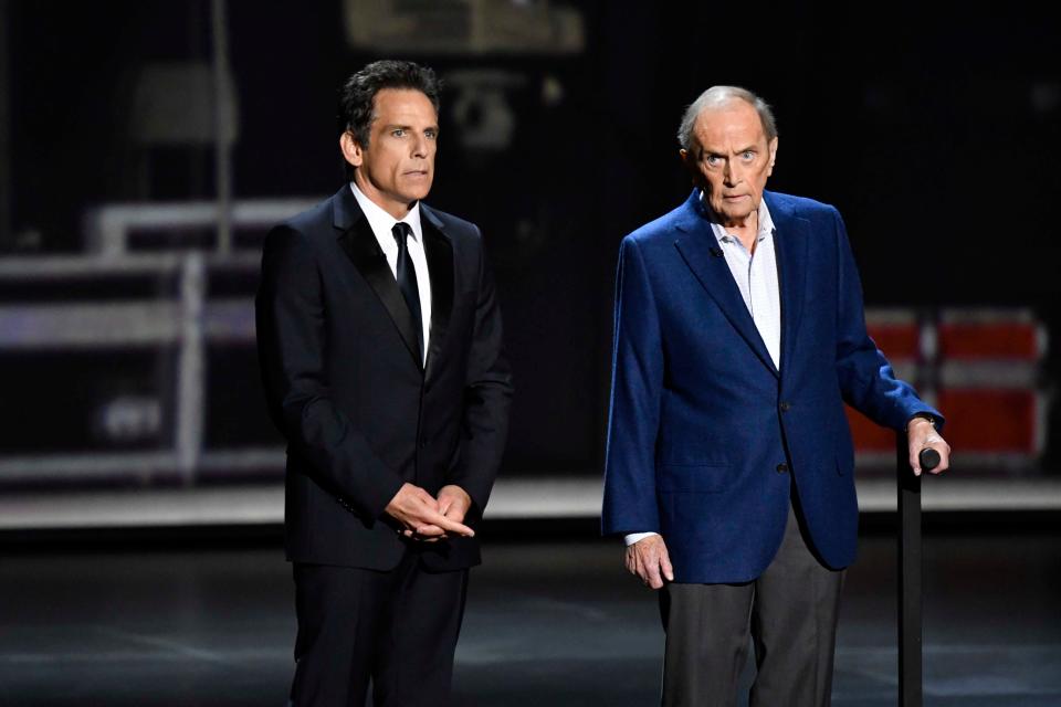 Still alive! Bob Newhart (right) points out the obvious to Ben Stiller.