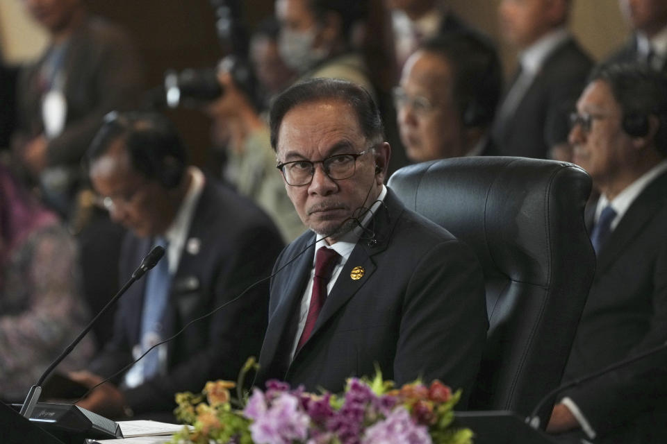 Malaysia's Prime Minister Anwar Ibrahim attends the 42nd ASEAN Summit in Labuan Bajo, East Nusa Tenggara province, Indonesia, Wednesday, May 10, 2023. (AP Photo/Achmad Ibrahim, Pool)