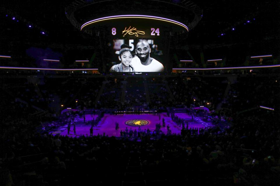 The Minnesota Timberwolves honor Kobe Bryant and his daughter Gianna before a game on Jan. 27, 2020. (Photo: USA Today Sports / Reuters)