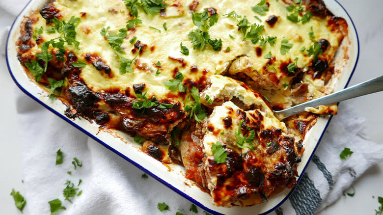 moussaka in baking dish