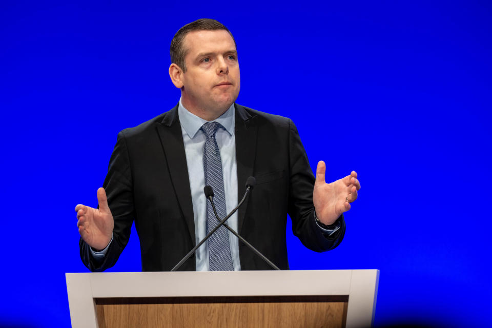 Tory Douglas Ross had the lowest favourability rating of the main party leaders, according to the poll (Michal Wachucik/PA)