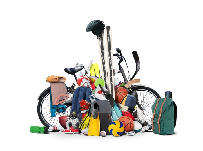 Variety of sports gear and equipment