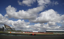 Red Bull driver Alexander Albon of Thailand steers his car during the qualifying session for the British Formula One Grand Prix at the Silverstone racetrack, Silverstone, England, Saturday, Aug. 1, 2020. The British Formula One Grand Prix will be held on Sunday. (AP Photo/Frank Augstein, Pool)