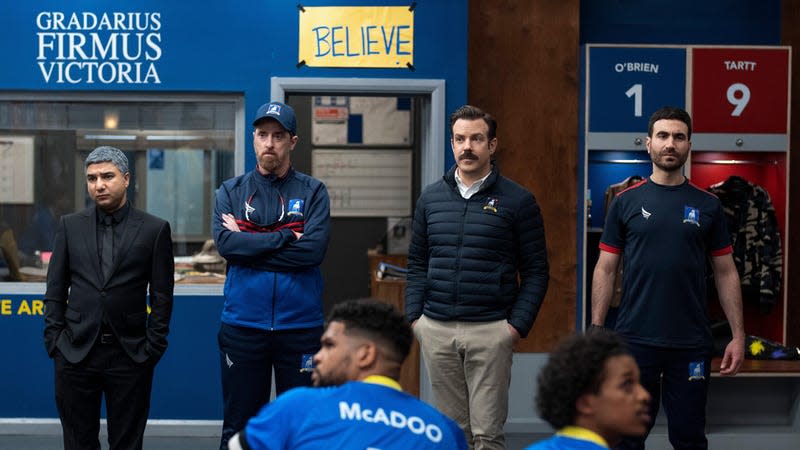 Nick Mohammed, Brendan Hunt, Jason Sudeikis, Brett Goldstein in Ted Lasso 